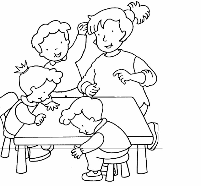 Dibujos Para Colorear De Un Grupo De Niños - Hay Niños